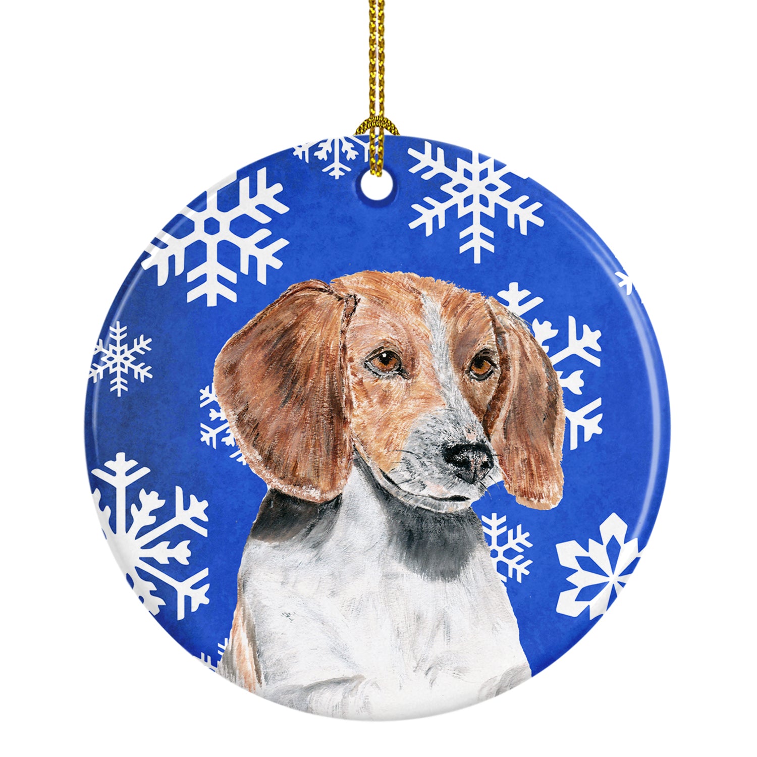 English Foxhound Winter Snowflakes Ceramic Ornament SC9607CO1 - the-store.com