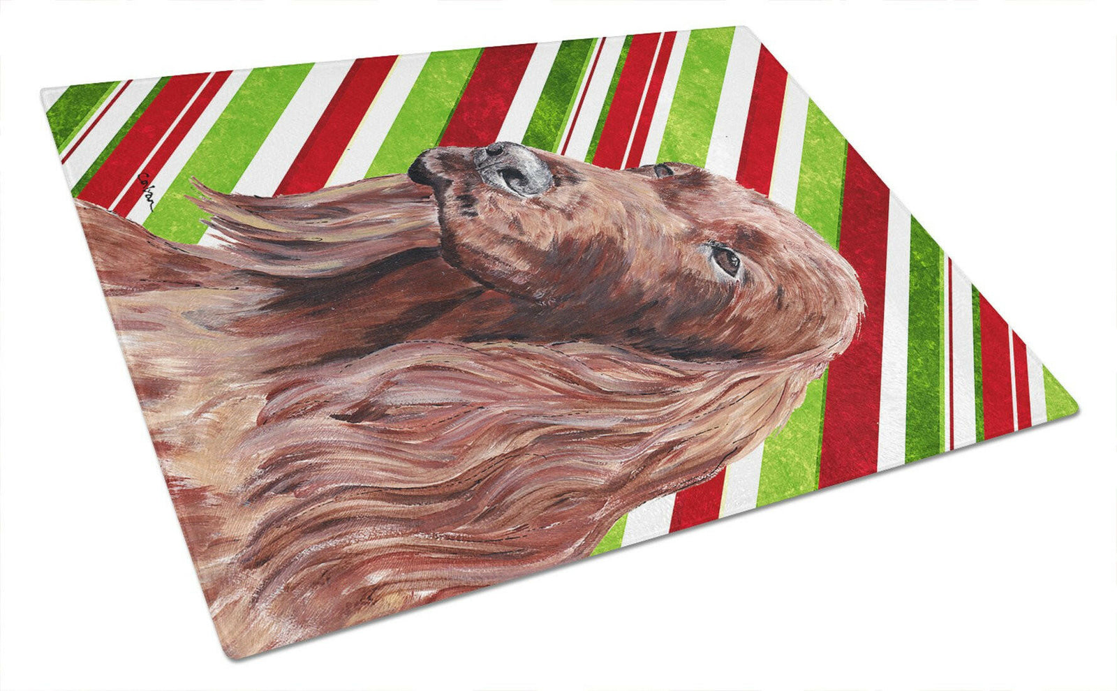 Irish Setter Candy Cane Christmas Glass Cutting Board Large by Caroline's Treasures