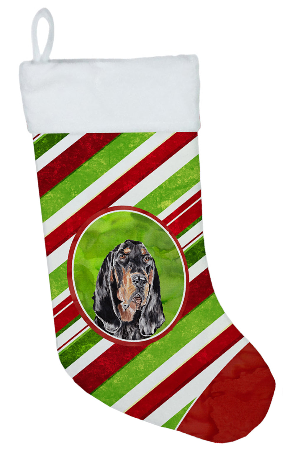 Black and Tan Coonhound Candy Cane Christmas Christmas Stocking SC9609-CS  the-store.com.