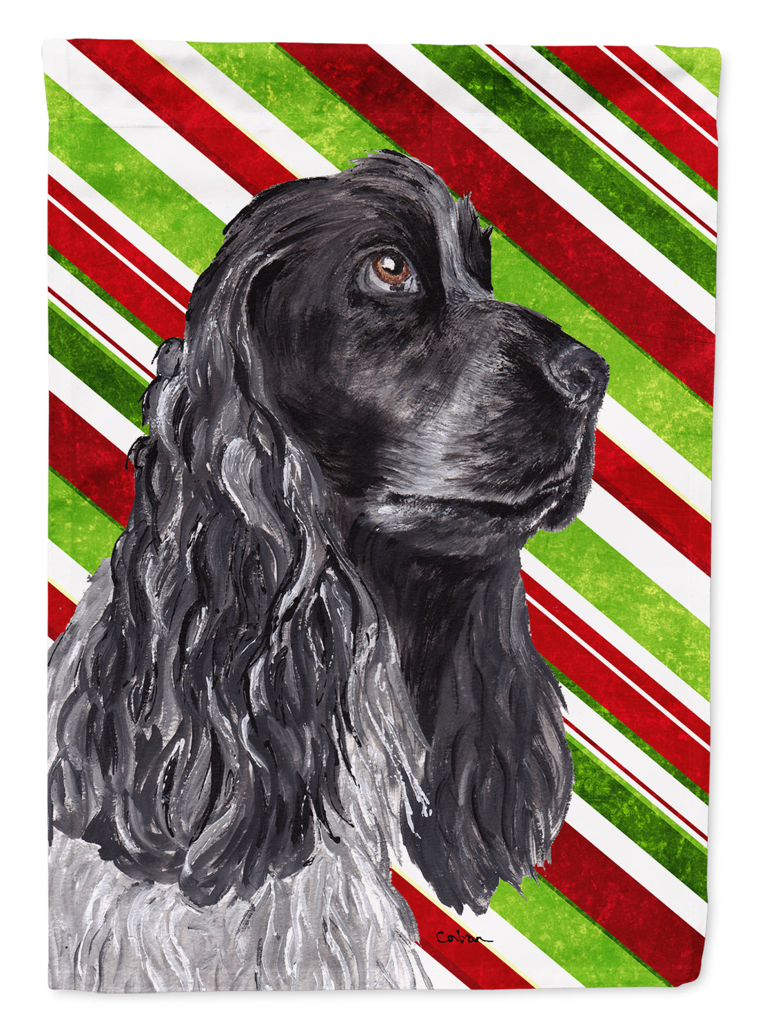 Cocker Spaniel Candy Cane Christmas Flag Canvas House Size  the-store.com.