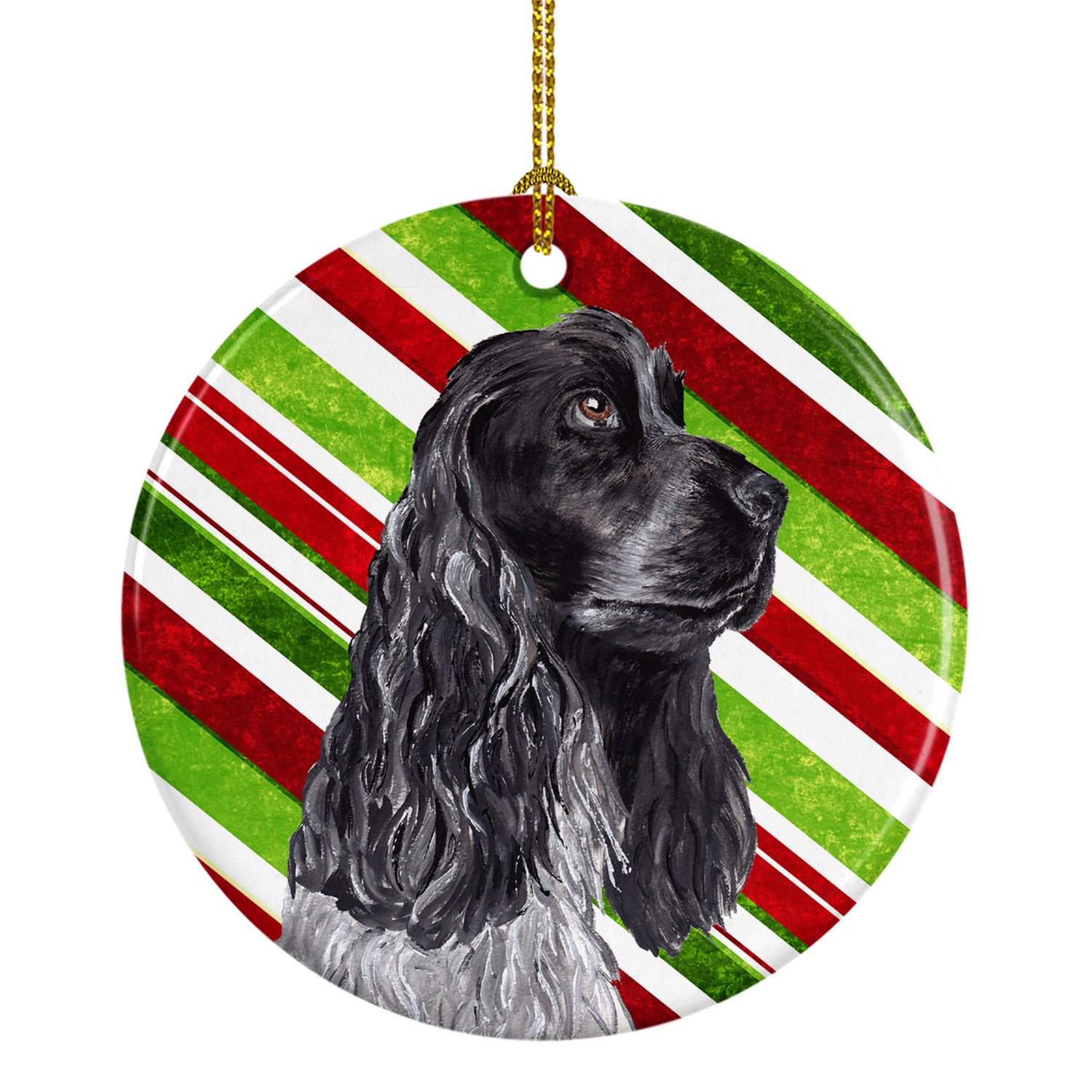 Black Cocker Spaniel Candy Cane Christmas Ceramic Ornament SC9610CO1 - the-store.com