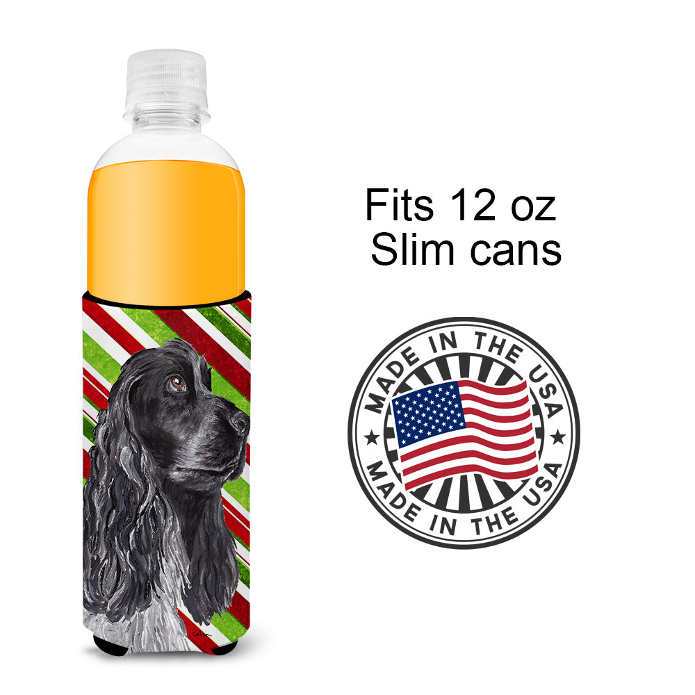 Cocker Spaniel Candy Cane Christmas Ultra Beverage Insulators for slim cans.