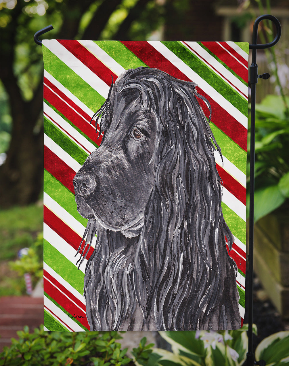 English Cocker Spaniel Candy Cane Christmas Flag Garden Size.