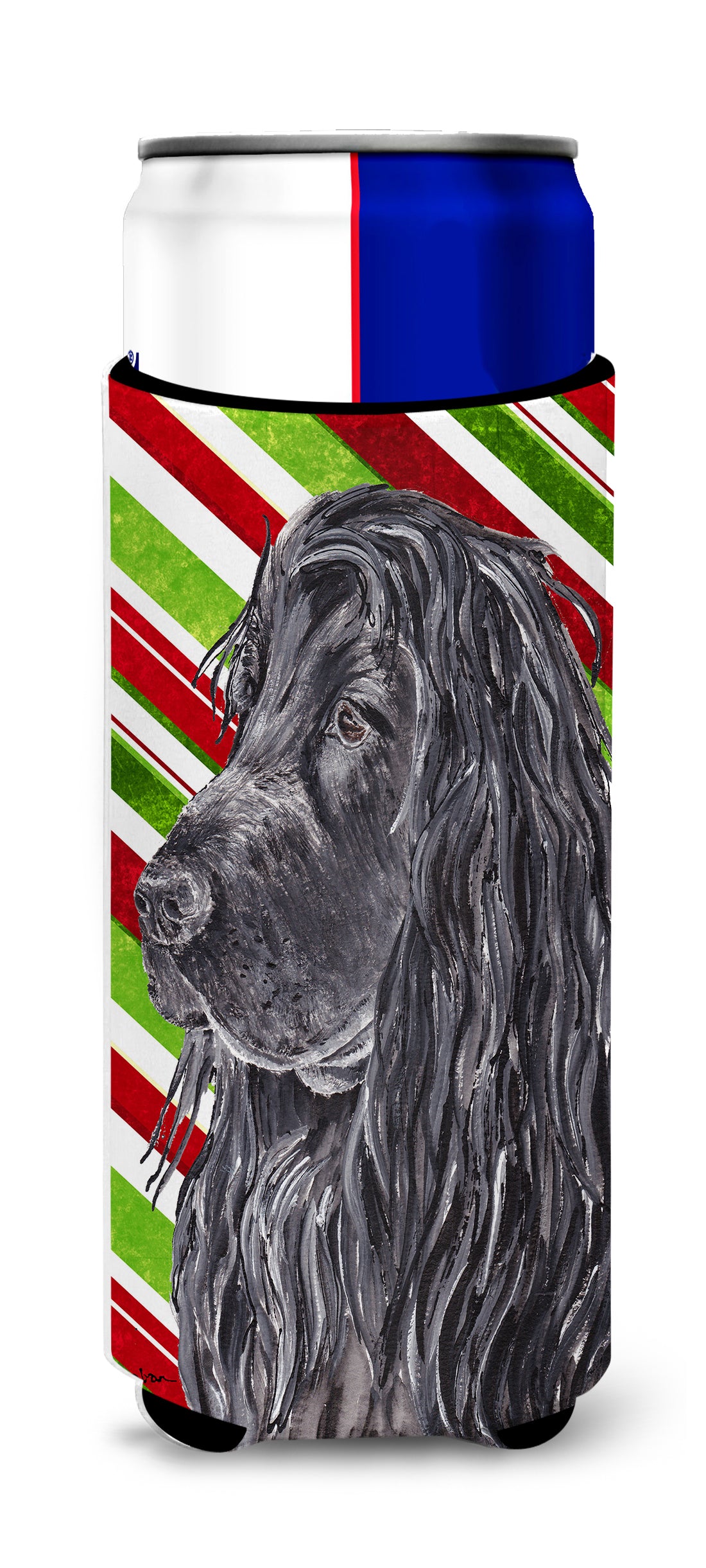 English Cocker Spaniel Candy Cane Christmas Ultra Beverage Insulators for slim cans.