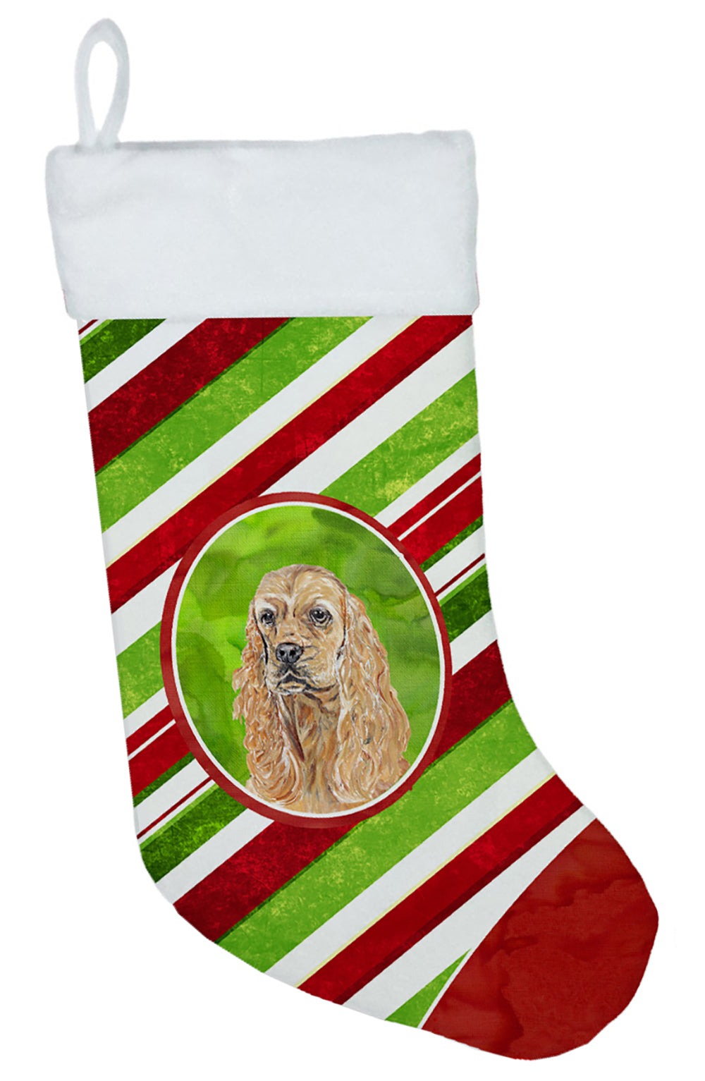 Buff Cocker Spaniel Candy Cane Christmas Christmas Stocking SC9612-CS  the-store.com.