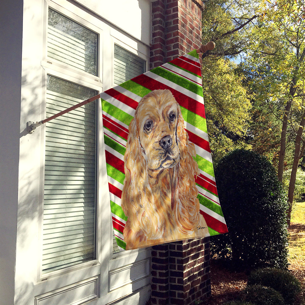 Cocker Spaniel Candy Cane Christmas Flag Canvas House Size  the-store.com.