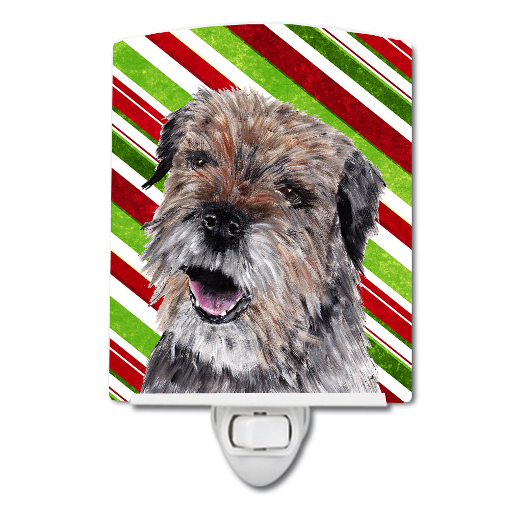 Border Terrier Candy Cane Christmas Ceramic Night Light SC9613CNL - the-store.com