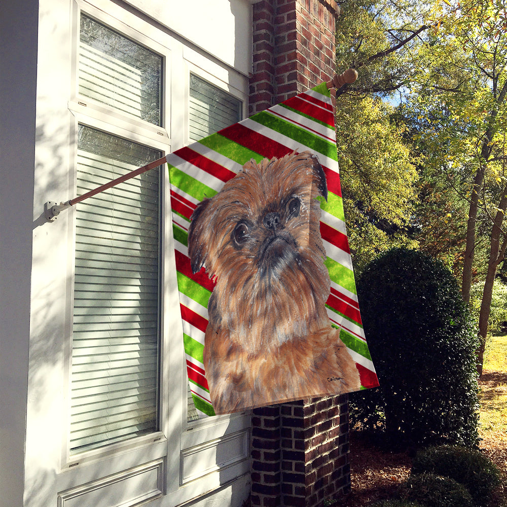 Brussels Griffon Candy Cane Christmas Flag Canvas House Size  the-store.com.