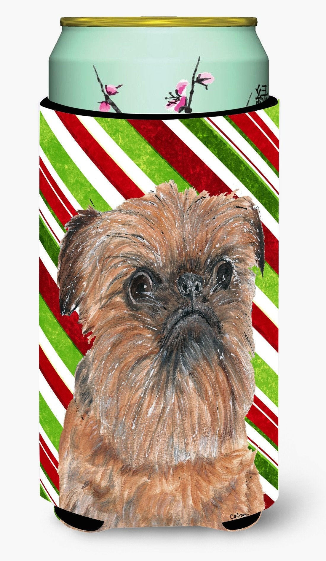 Brussels Griffon Candy Cane Christmas Tall Boy Beverage Insulator Beverage Insulator Hugger by Caroline's Treasures