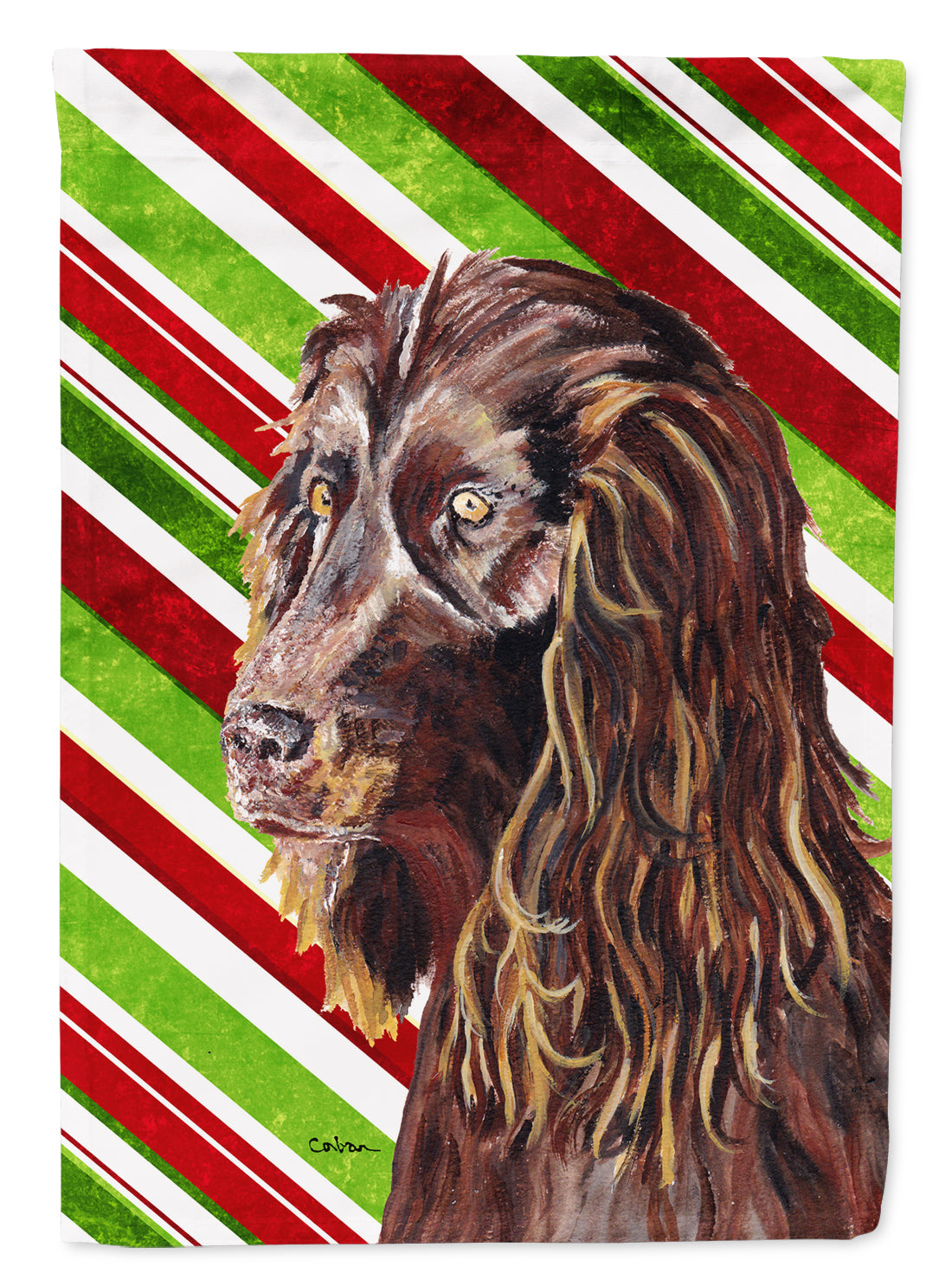 Boykin Spaniel Candy Cane Christmas Flag Garden Size.