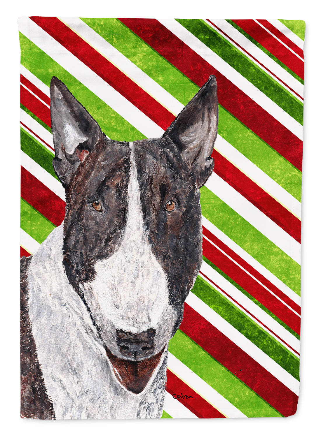 Bull Terrier Candy Cane Christmas Flag Canvas House Size  the-store.com.