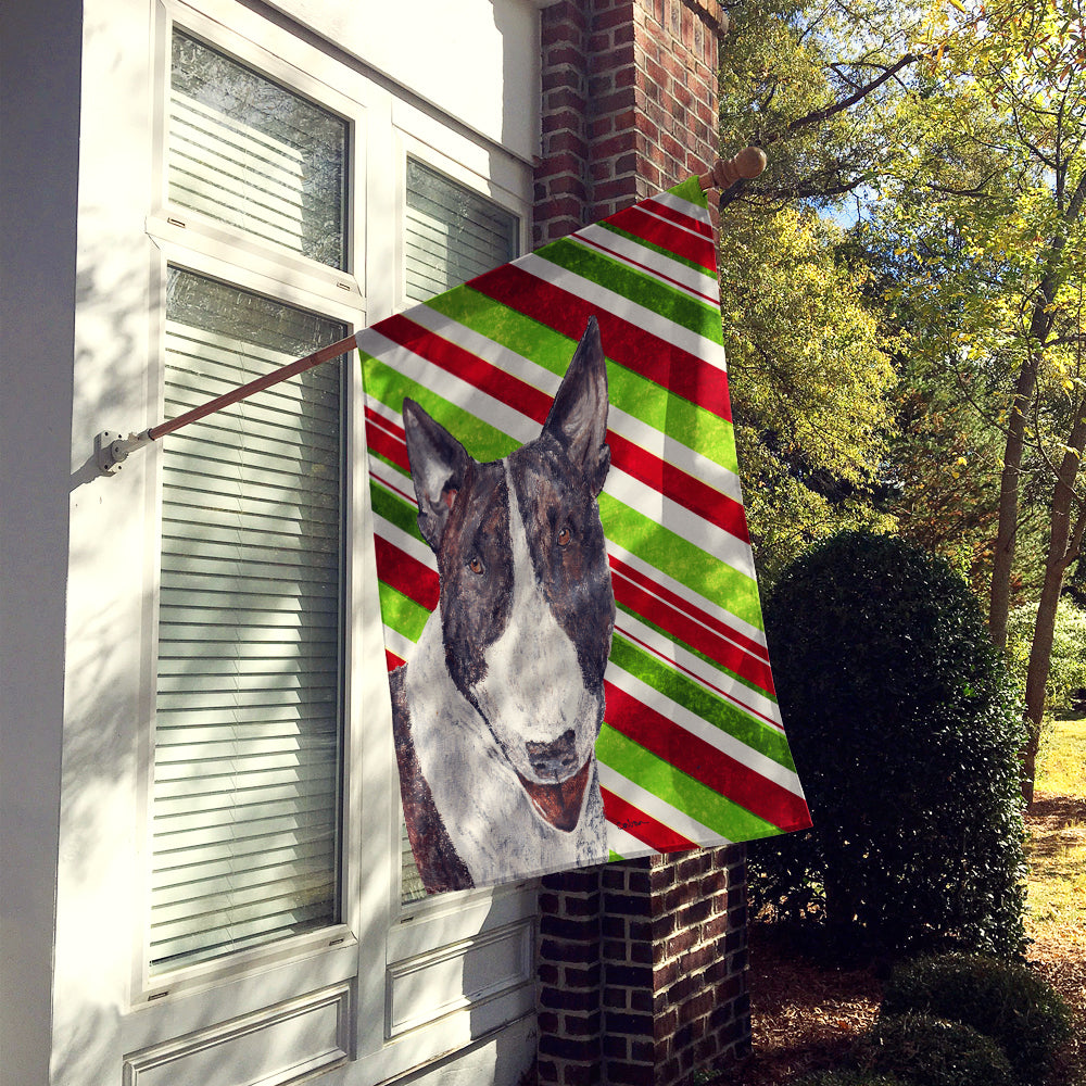 Bull Terrier Candy Cane Christmas Flag Canvas House Size  the-store.com.