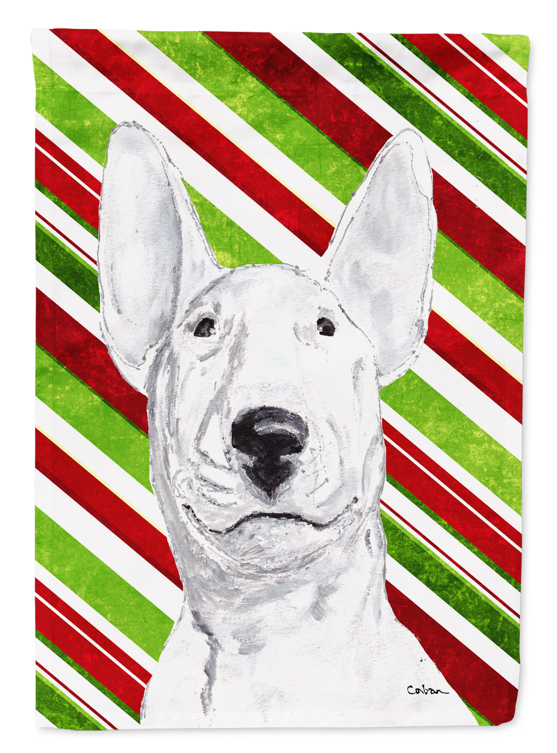 Bull Terrier Candy Cane Christmas Flag Canvas House Size  the-store.com.