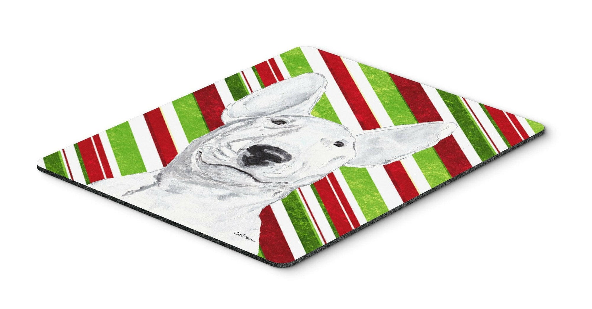 Bull Terrier Candy Cane Christmas Mouse Pad, Hot Pad or Trivet by Caroline's Treasures