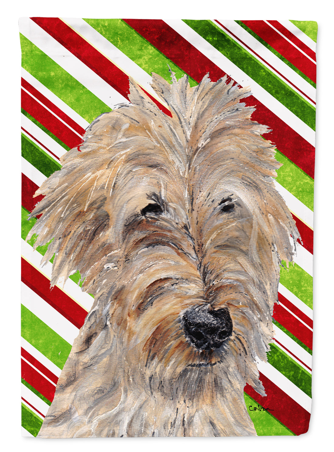 Goldendoodle Candy Cane Christmas Flag Canvas House Size  the-store.com.