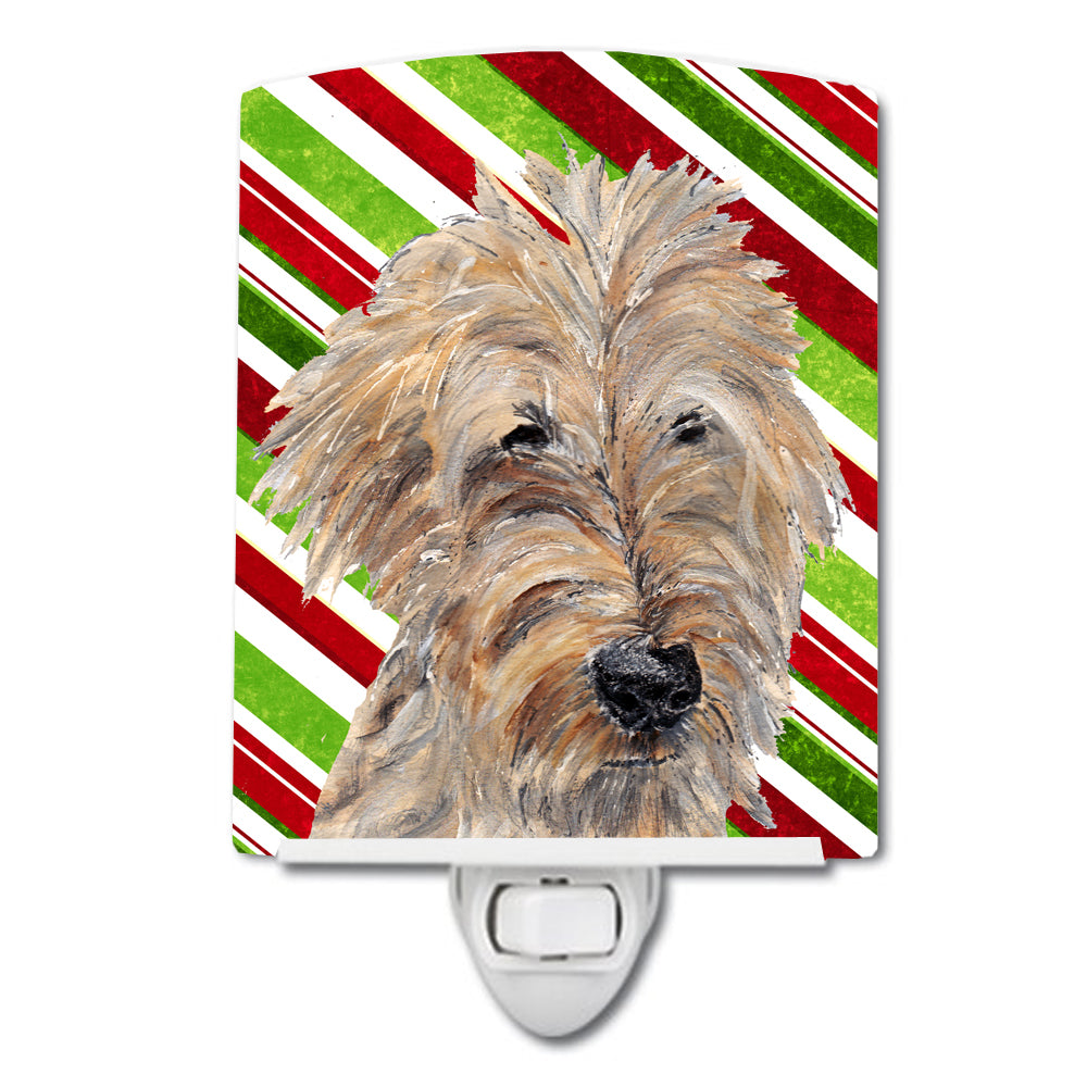 Golden Doodle Candy Cane Christmas Ceramic Night Light SC9619CNL - the-store.com