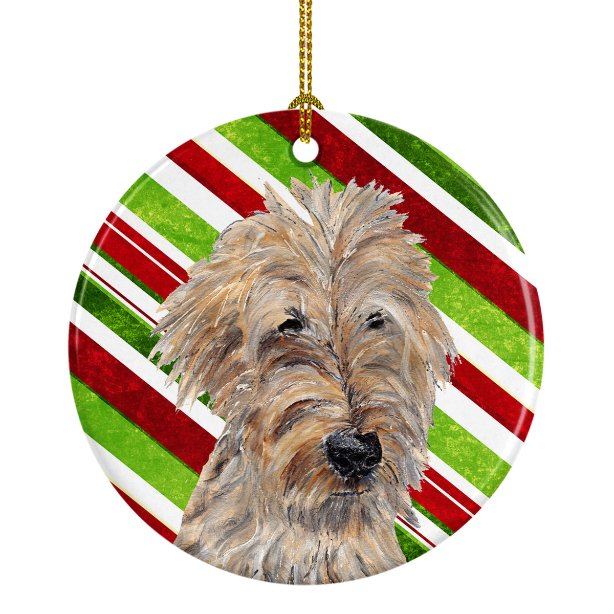 Golden Doodle Candy Cane Christmas Ceramic Ornament SC9619CO1 - the-store.com