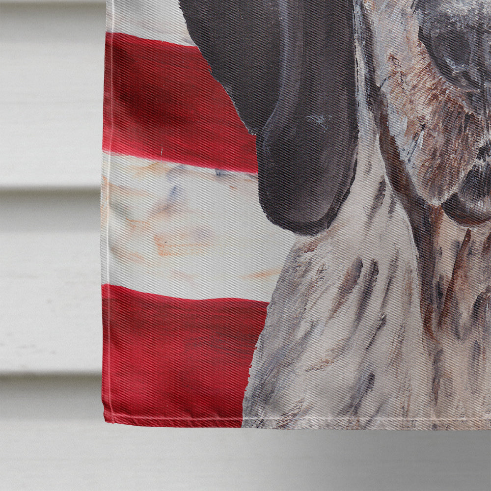 Blue Tick Coonhound with American Flag USA Flag Canvas House Size SC9625CHF  the-store.com.