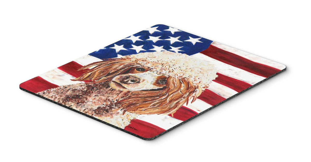 Red Miniature Poodle with American Flag USA Mouse Pad, Hot Pad or Trivet SC9627MP by Caroline&#39;s Treasures