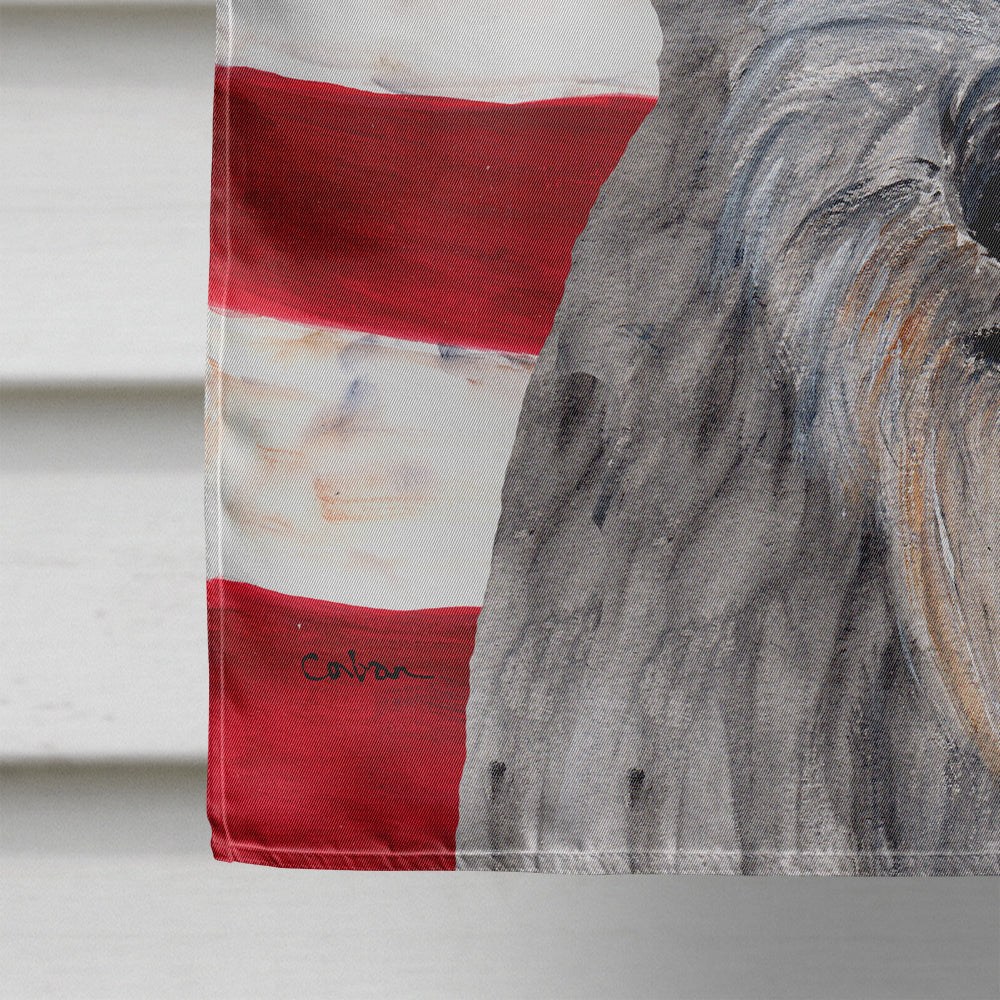 Scottish Deerhound with American Flag USA Flag Canvas House Size SC9634CHF  the-store.com.