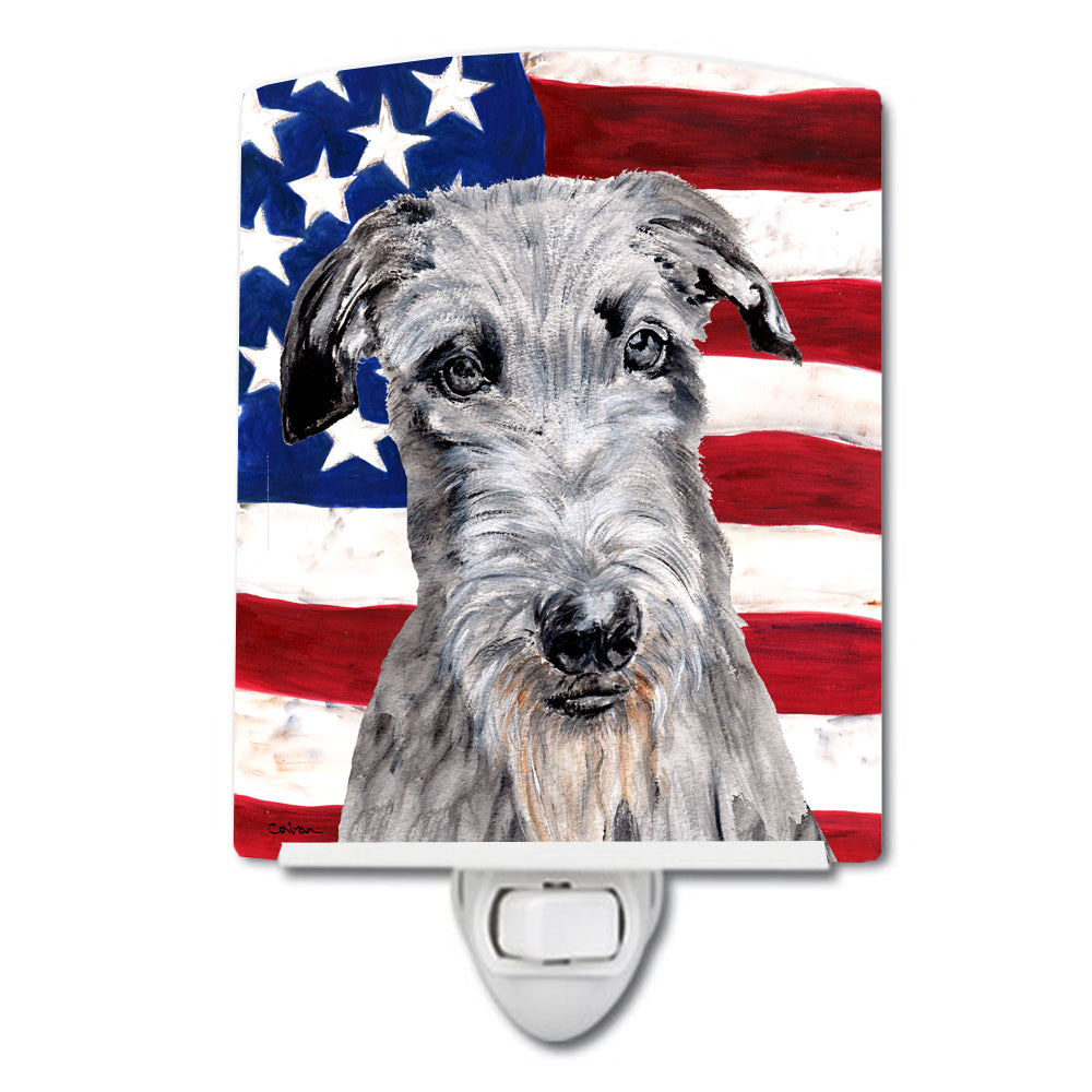 Scottish Deerhound with American Flag USA Ceramic Night Light SC9634CNL - the-store.com