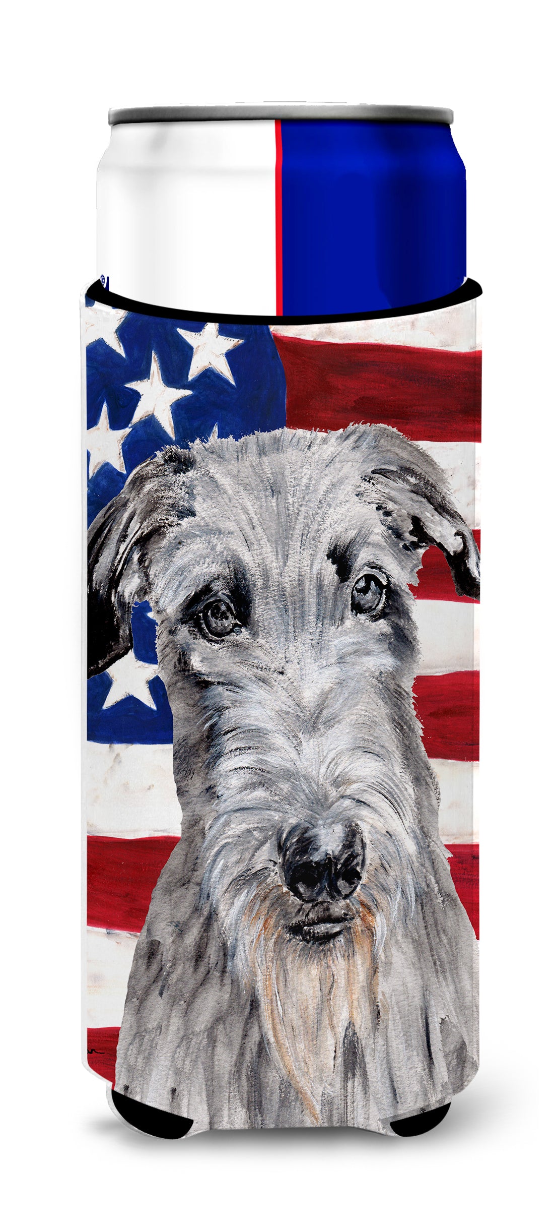 Scottish Deerhound with American Flag USA Ultra Beverage Insulators for slim cans SC9634MUK.