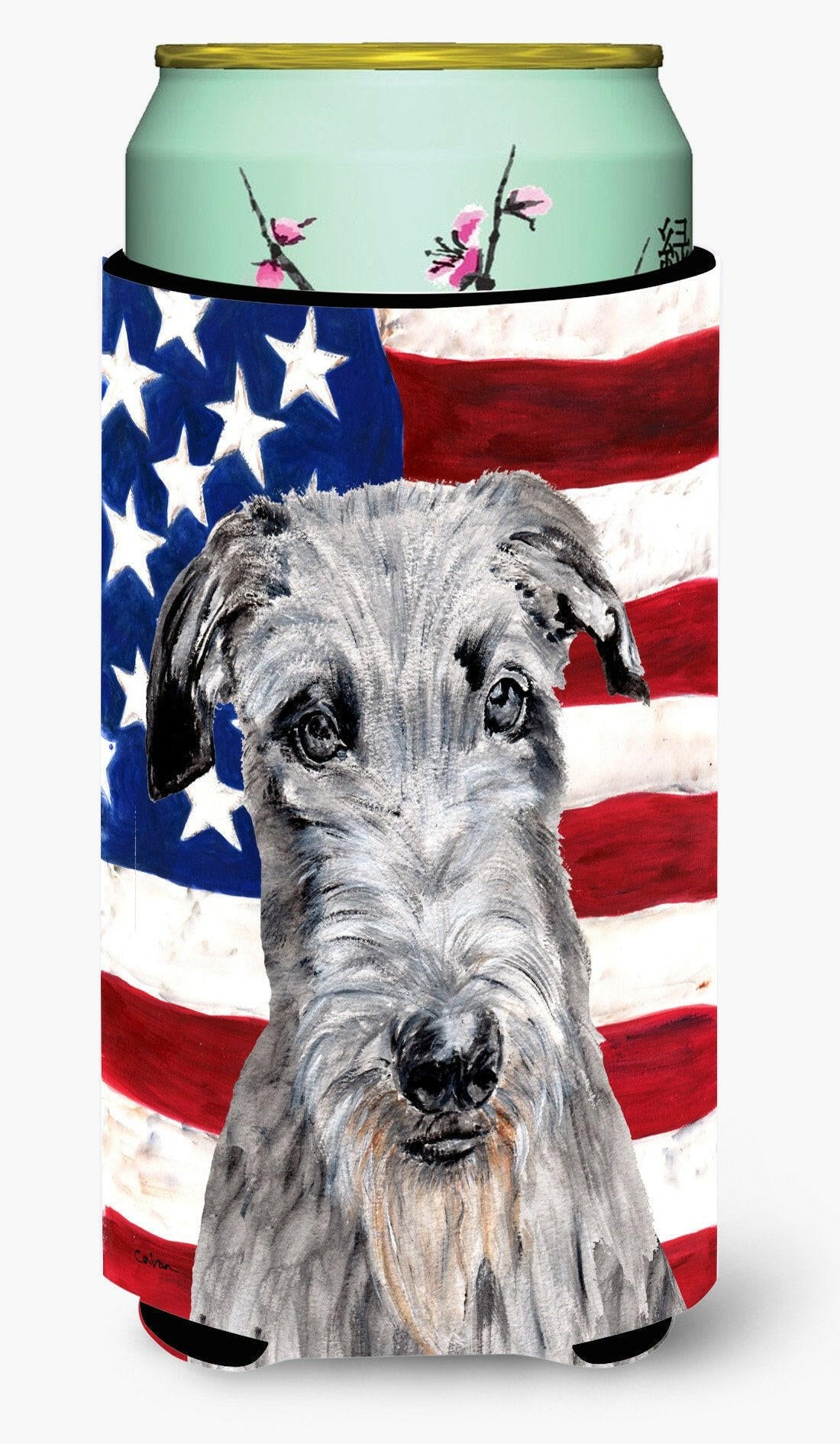 Scottish Deerhound with American Flag USA Tall Boy Beverage Insulator Hugger SC9634TBC by Caroline&#39;s Treasures