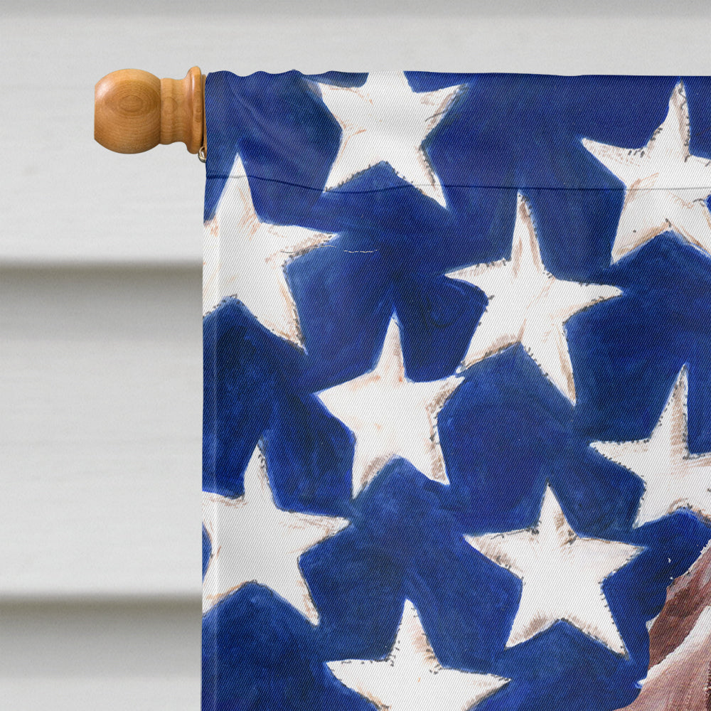 Redbone Coonhound with American Flag USA Flag Canvas House Size SC9635CHF  the-store.com.