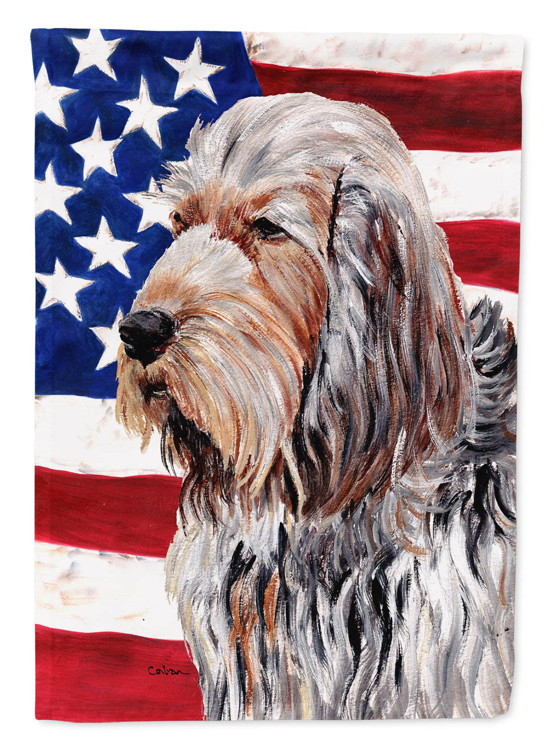 Otterhound with American Flag USA Flag Garden Size SC9636GF.