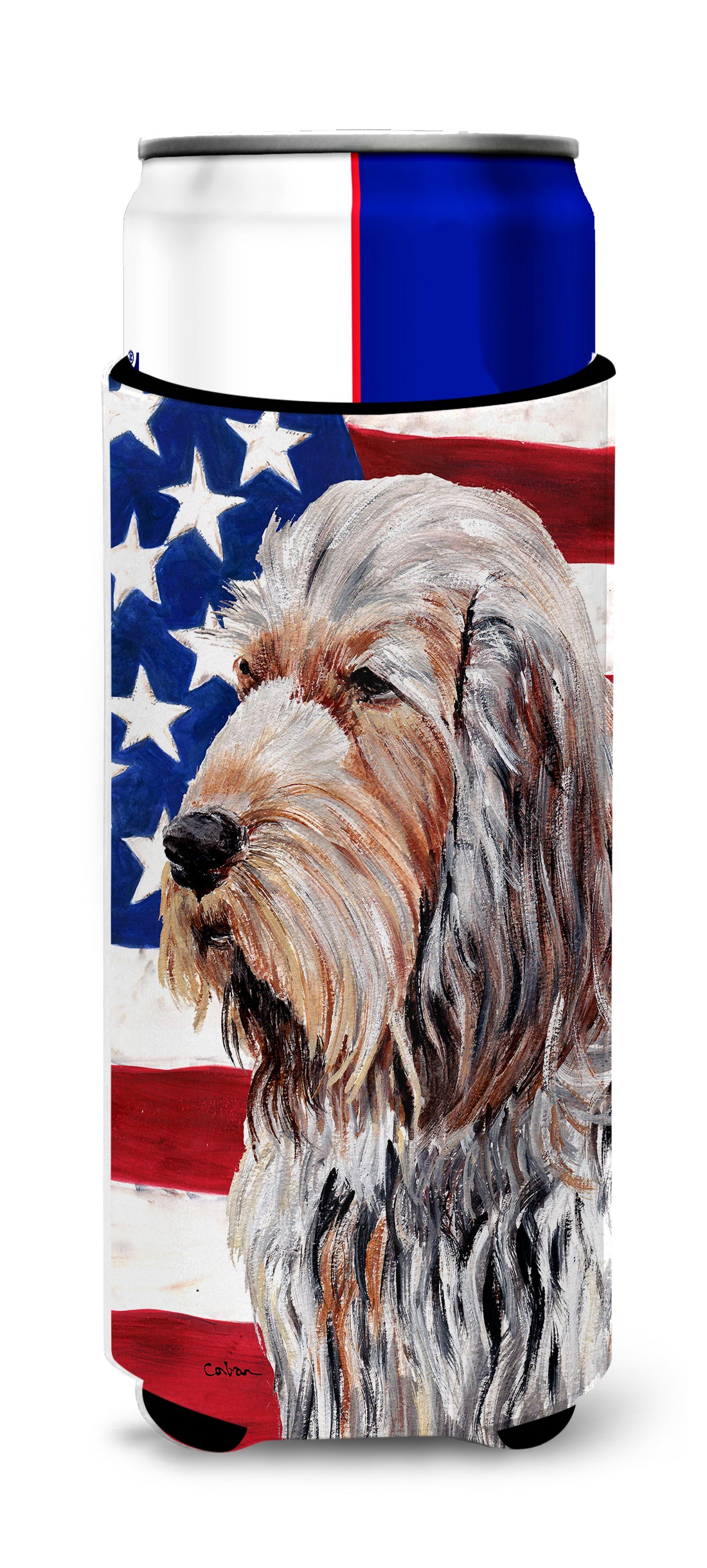 Otterhound with American Flag USA Ultra Beverage Insulators for slim cans SC9636MUK.