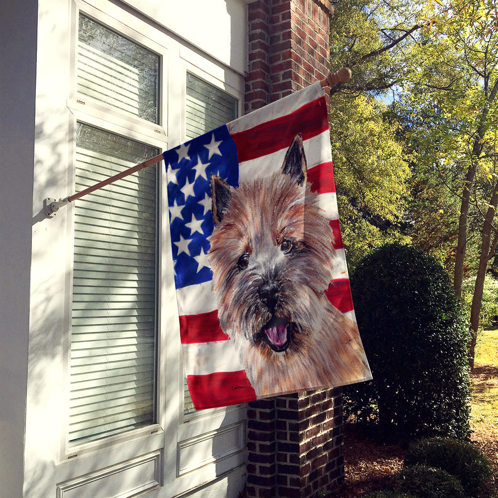 Norwich Terrier with American Flag USA Flag Canvas House Size SC9638CHF  the-store.com.