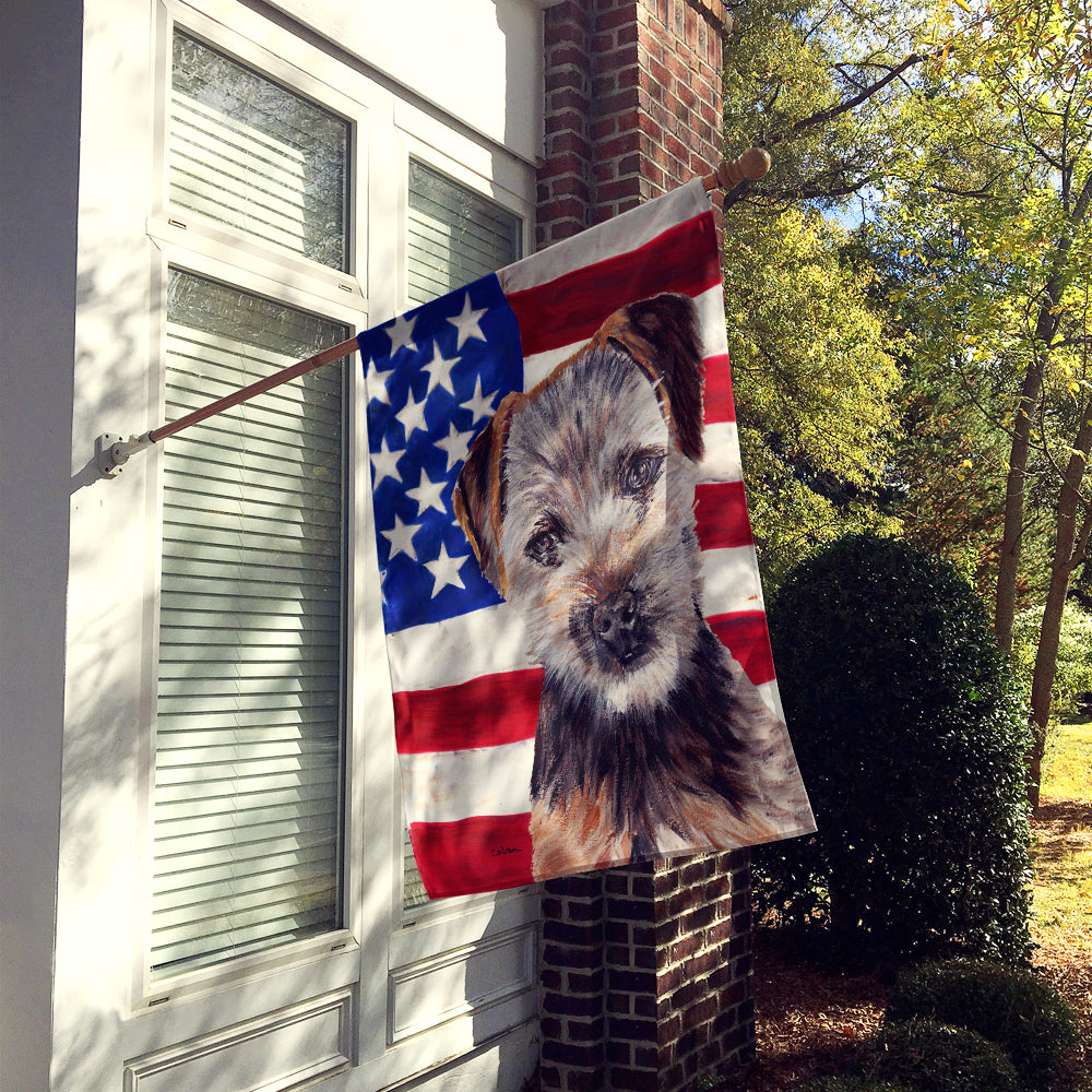 Norfolk Terrier Puppy with American Flag USA Flag Canvas House Size SC9639CHF  the-store.com.