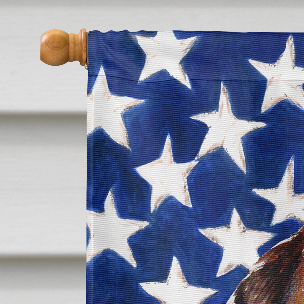 Norfolk Terrier Puppy with American Flag USA Flag Canvas House Size SC9639CHF  the-store.com.