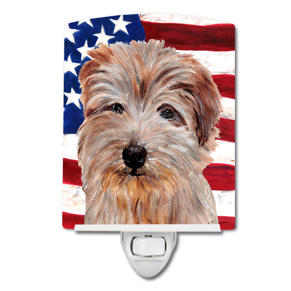 Norfolk Terrier with American Flag USA Ceramic Night Light SC9640CNL - the-store.com