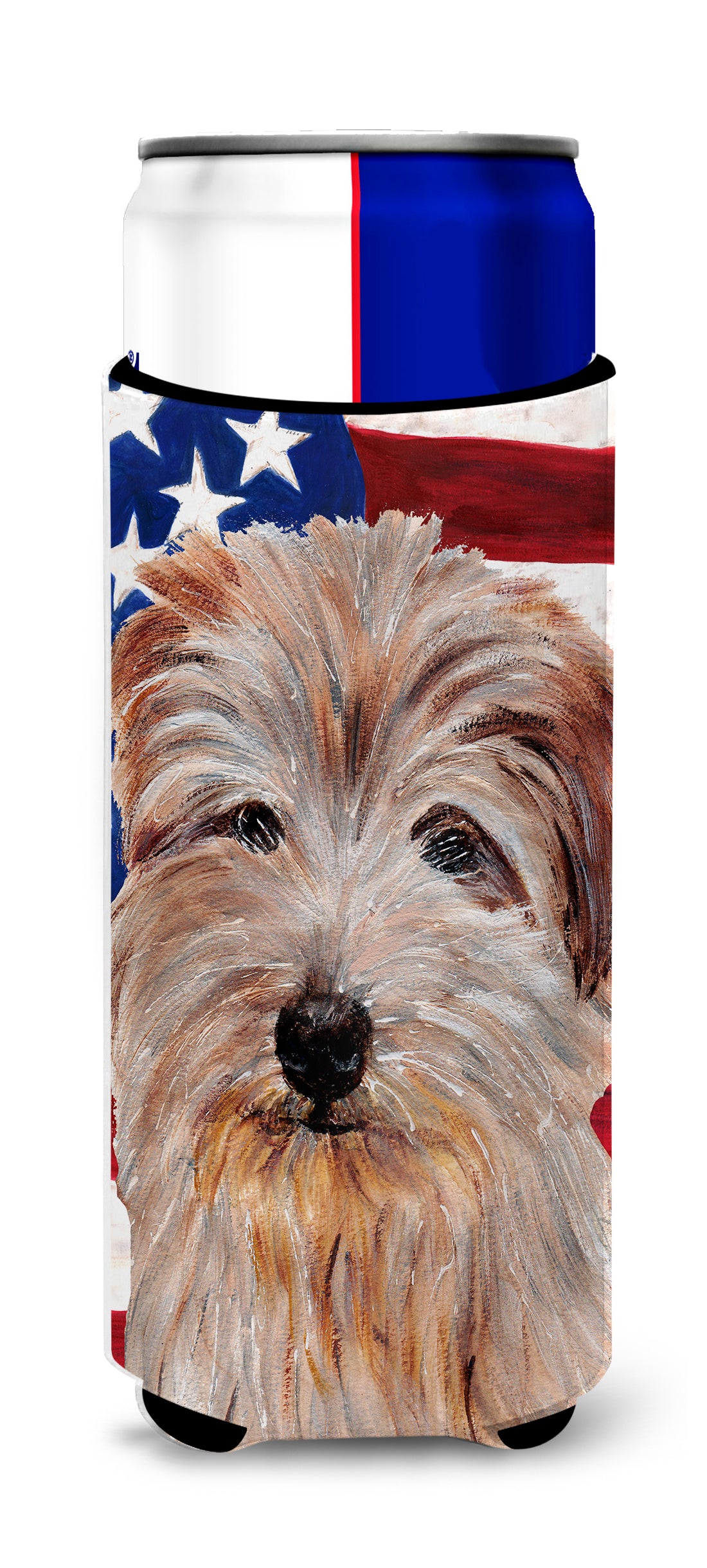 Norfolk Terrier with American Flag USA Ultra Beverage Insulators for slim cans SC9640MUK.