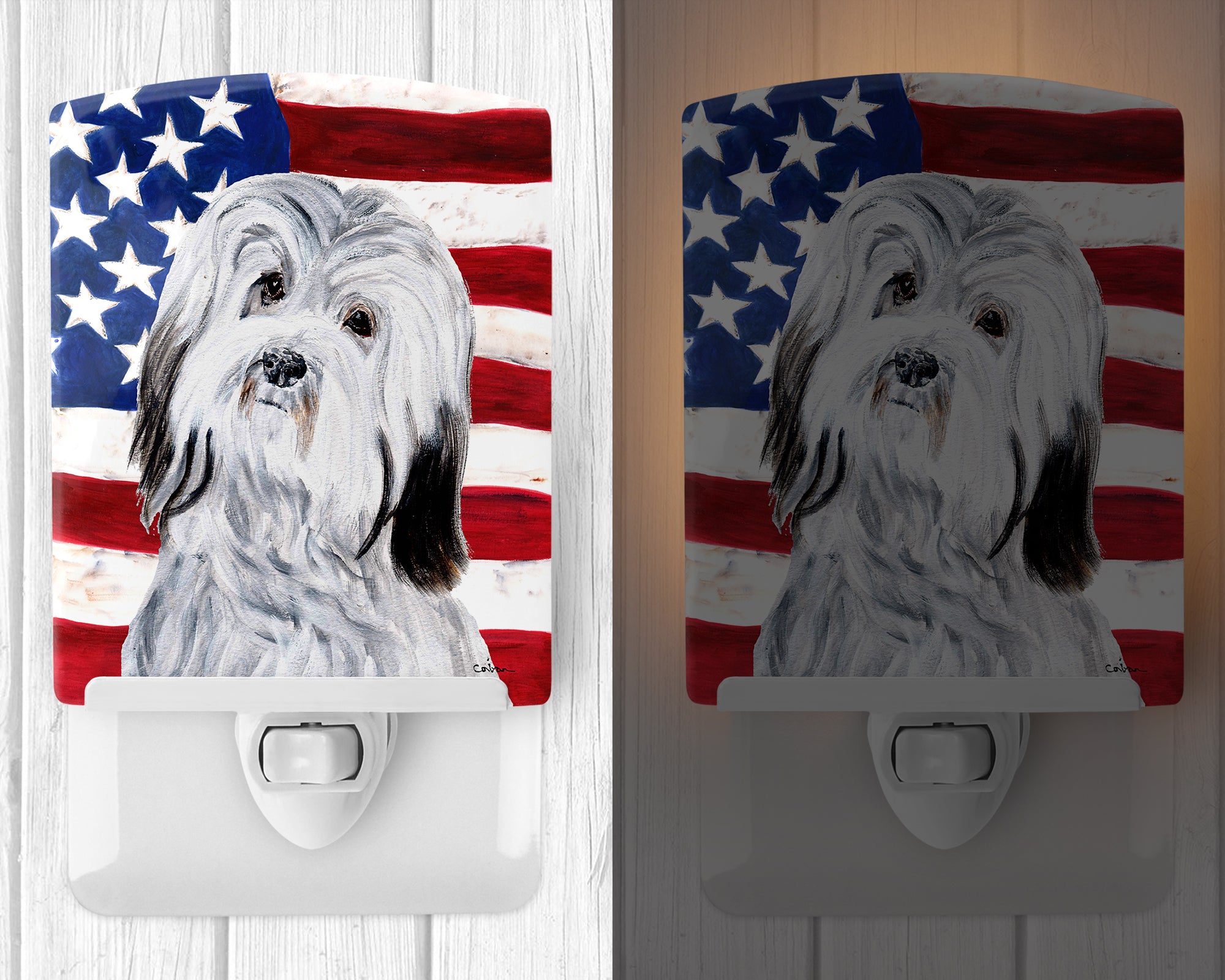 Havanese with American Flag USA Ceramic Night Light SC9641CNL - the-store.com