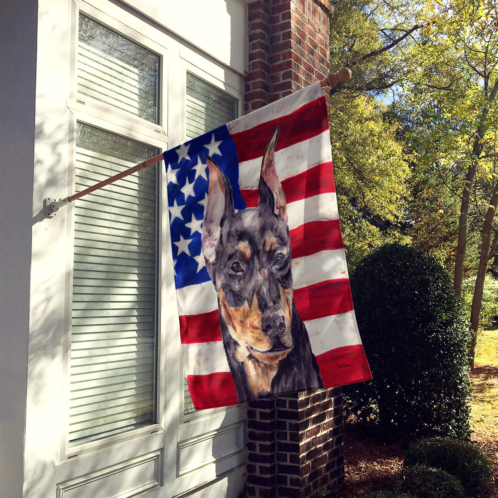 German Pinscher with American Flag USA Flag Canvas House Size SC9644CHF  the-store.com.