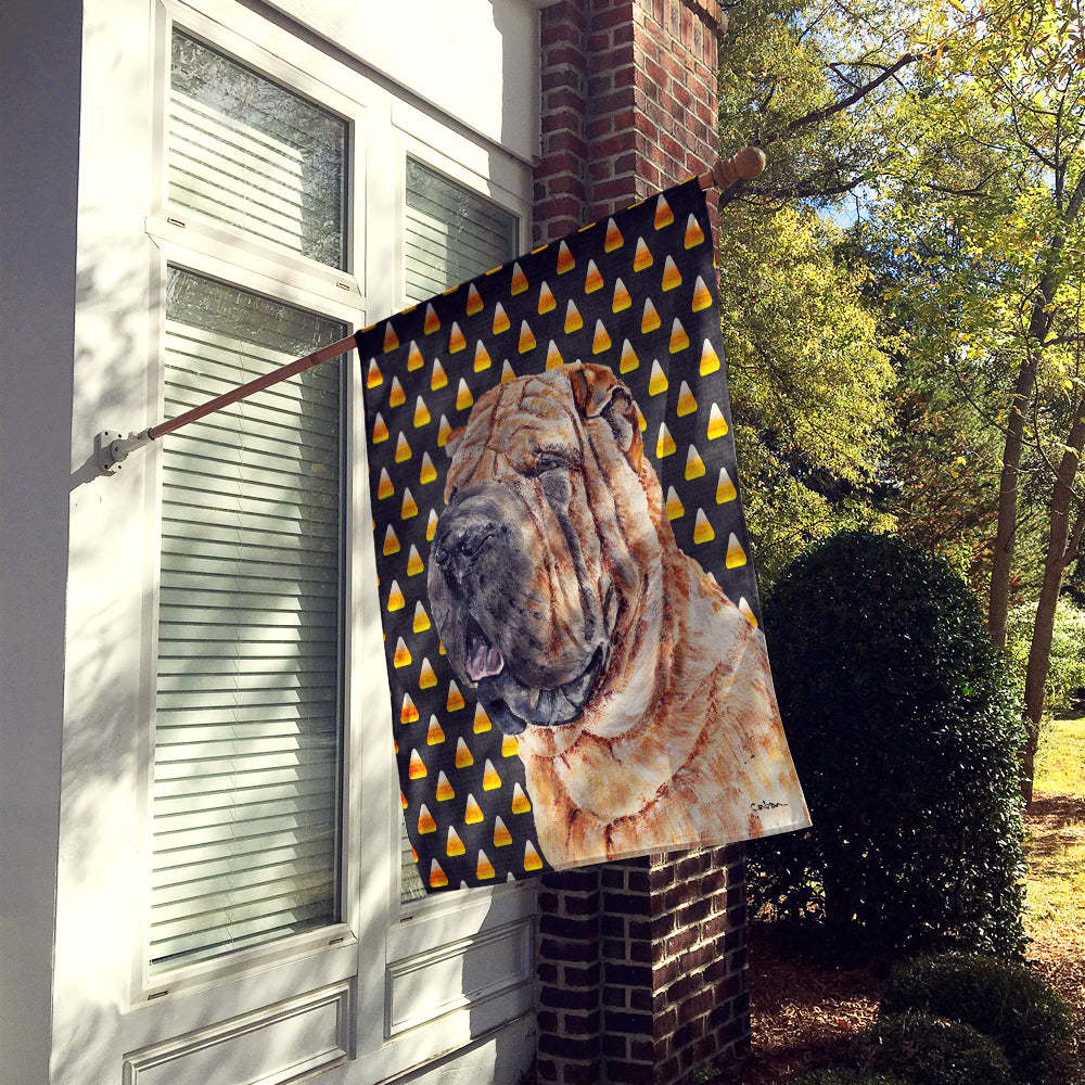 Shar Pei Candy Corn Halloween Flag Canvas House Size SC9647CHF  the-store.com.