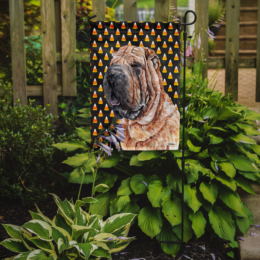 Shar Pei Candy Corn Halloween Flag Garden Size SC9647GF  the-store.com.