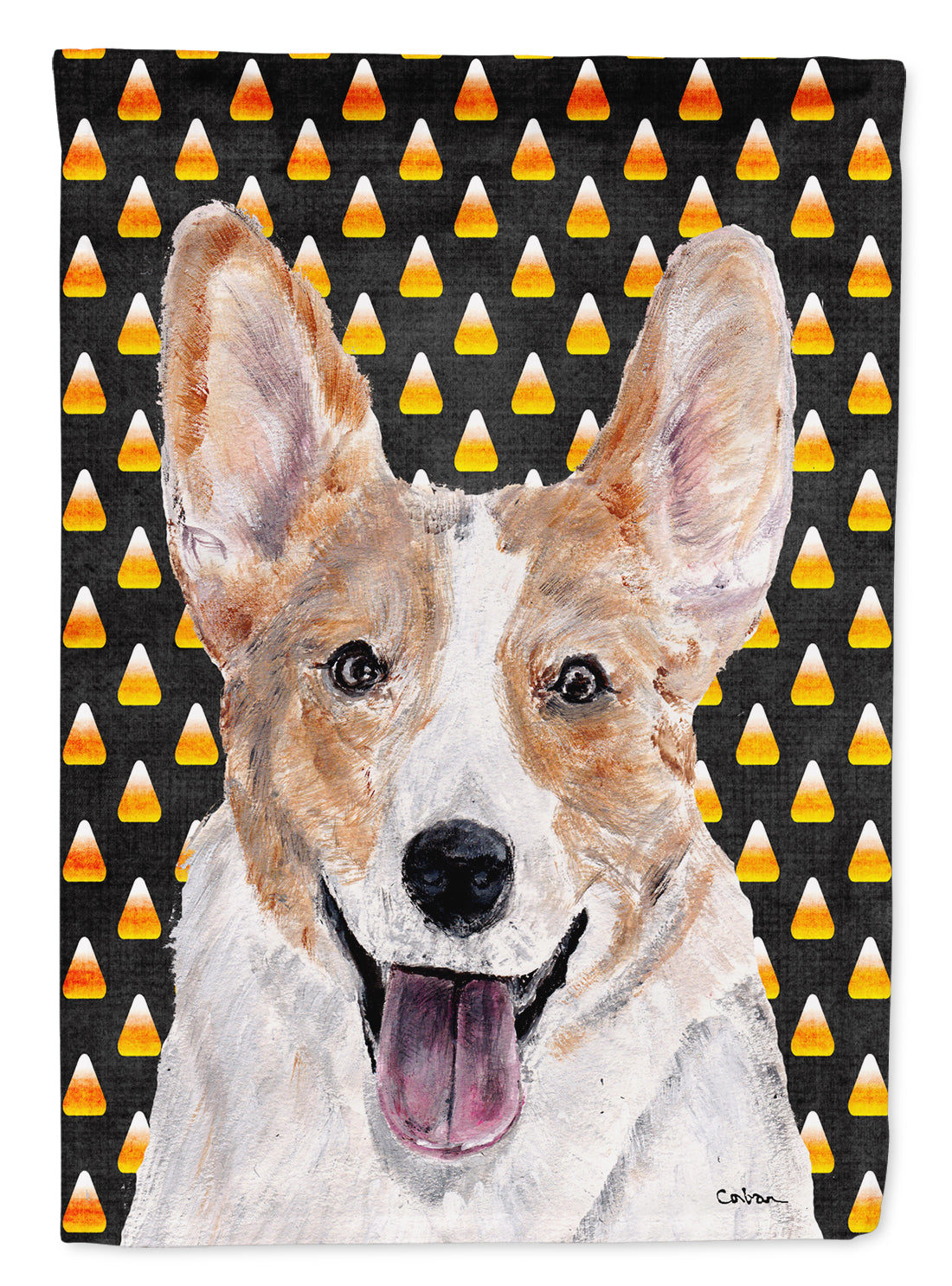 Cardigan Corgi Candy Corn Halloween Flag Canvas House Size SC9648CHF  the-store.com.