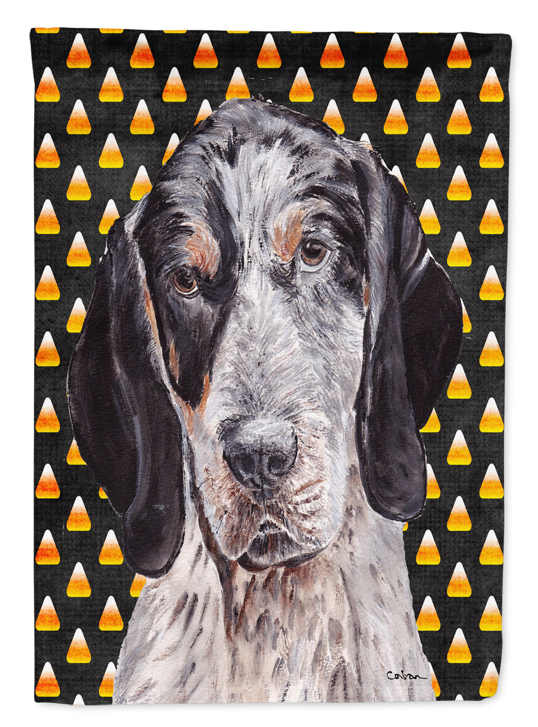 Blue Tick Coonhound Candy Corn Halloween Flag Garden Size SC9649GF  the-store.com.