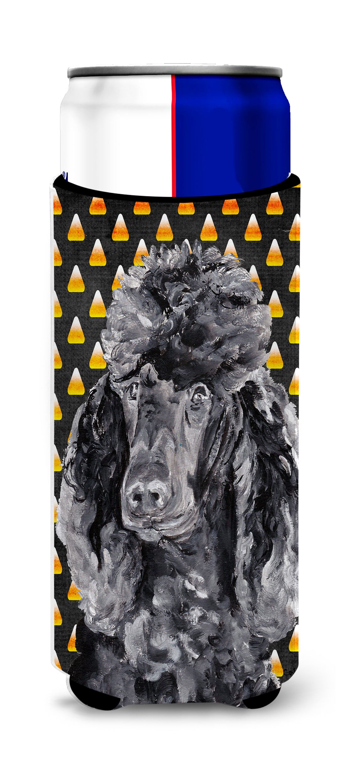 Black Standard Poodle Candy Corn Halloween Ultra Beverage Insulators for slim cans SC9650MUK.