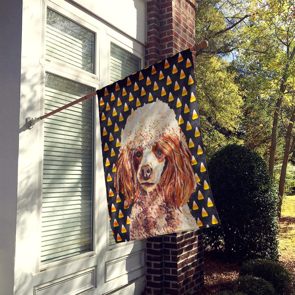 Red Miniature Poodle Candy Corn Halloween Flag Canvas House Size SC9651CHF  the-store.com.