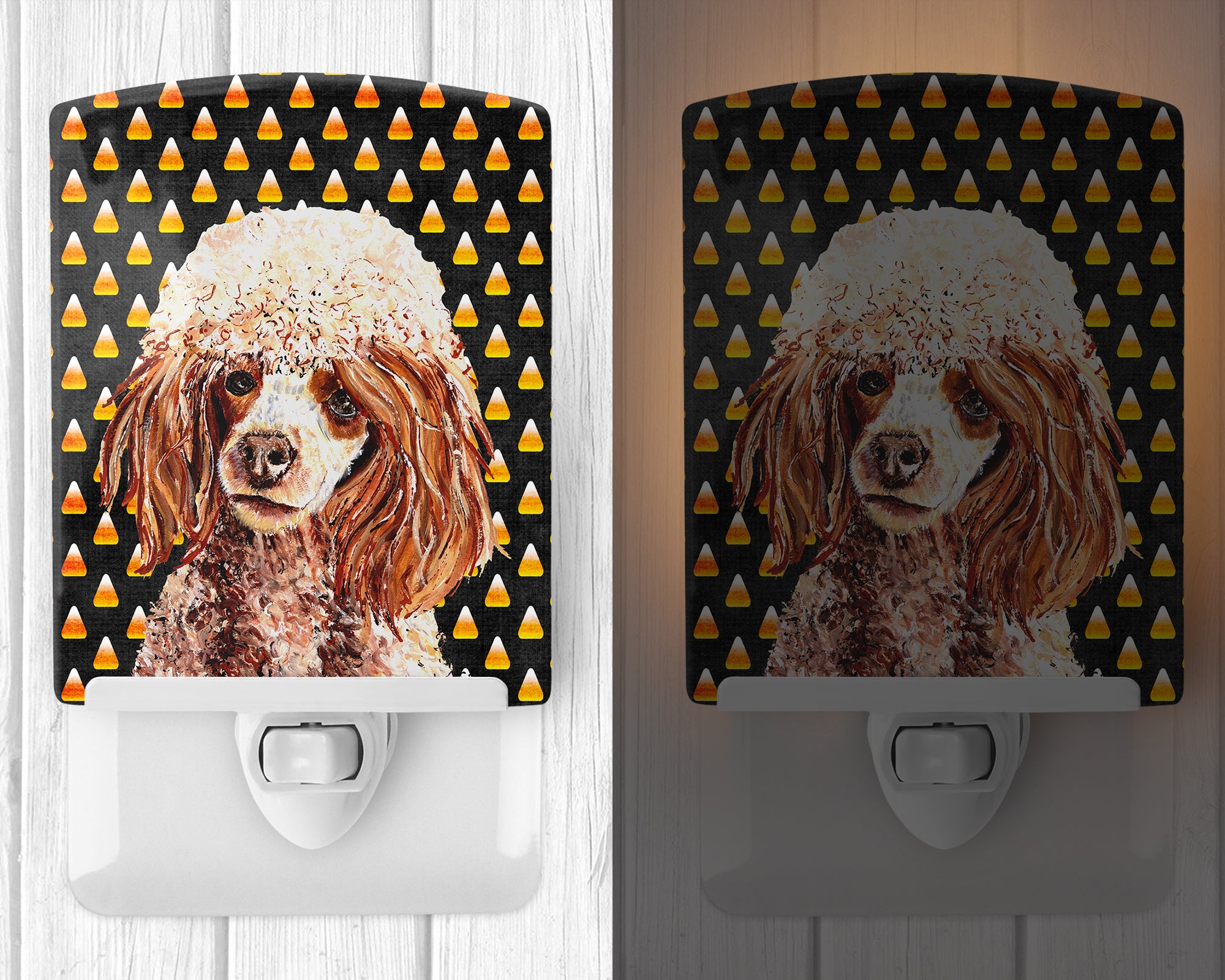 Red Miniature Poodle Candy Corn Halloween Ceramic Night Light SC9651CNL - the-store.com