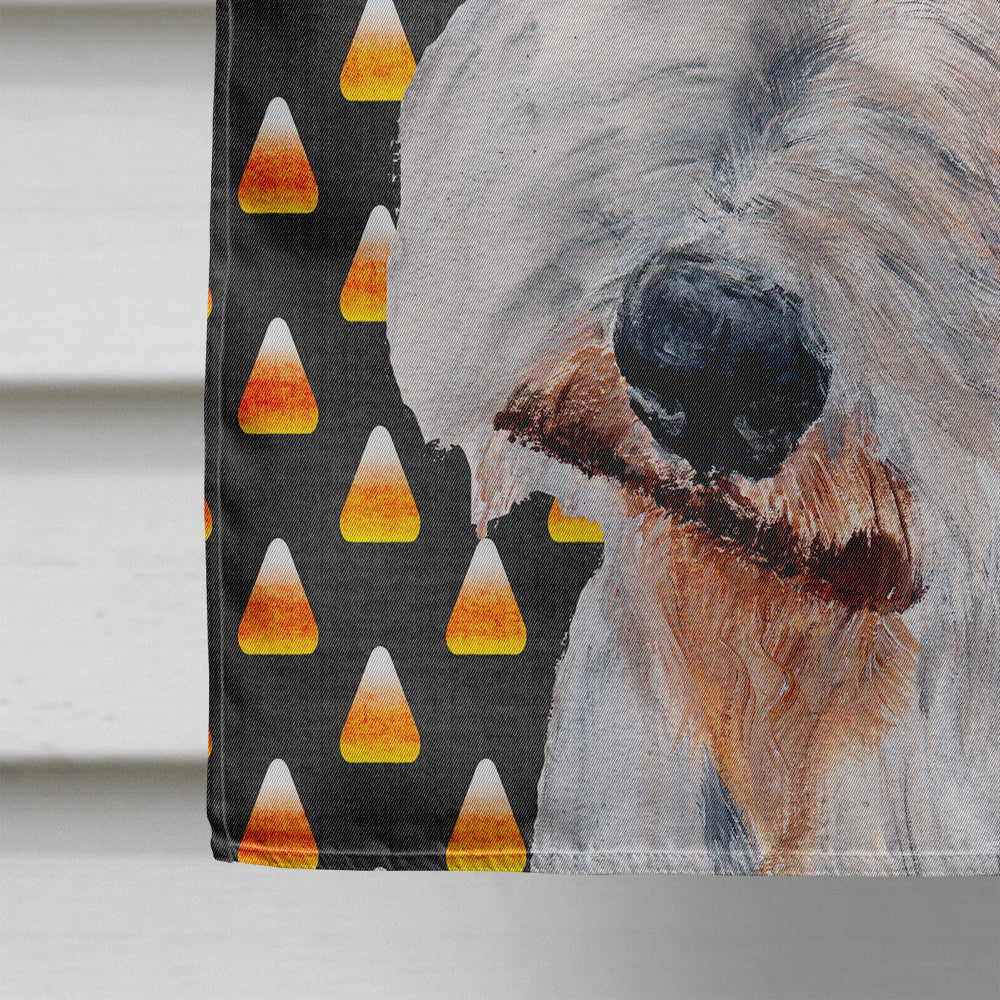 Wire Fox Terrier Candy Corn Halloween Flag Canvas House Size SC9652CHF  the-store.com.
