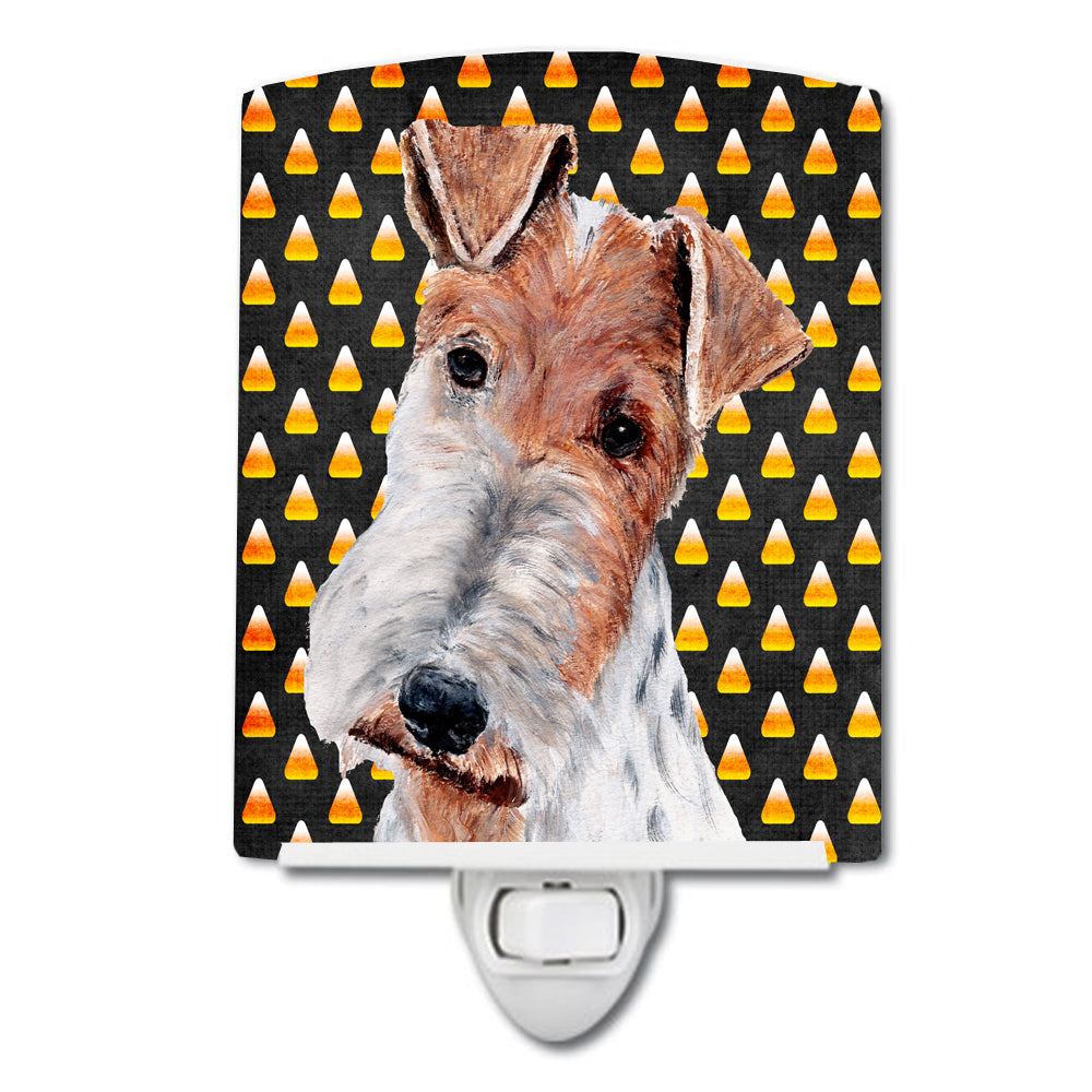 Wire Fox Terrier Candy Corn Halloween Ceramic Night Light SC9652CNL - the-store.com