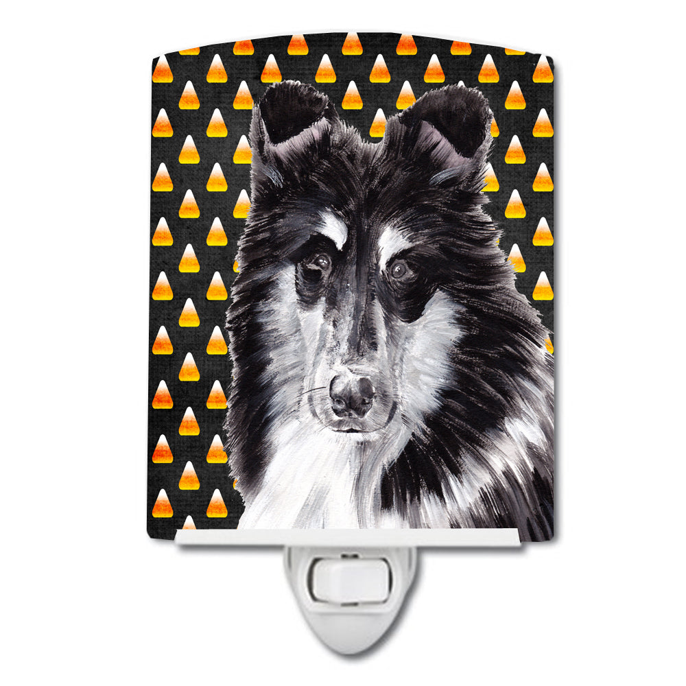 Black and White Collie Candy Corn Halloween Ceramic Night Light SC9654CNL - the-store.com