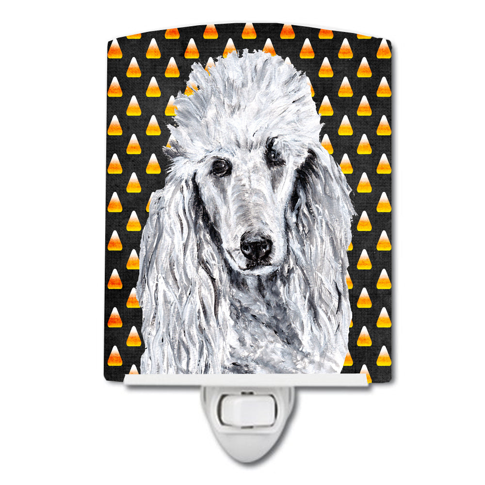 White Standard Poodle Candy Corn Halloween Ceramic Night Light SC9655CNL - the-store.com