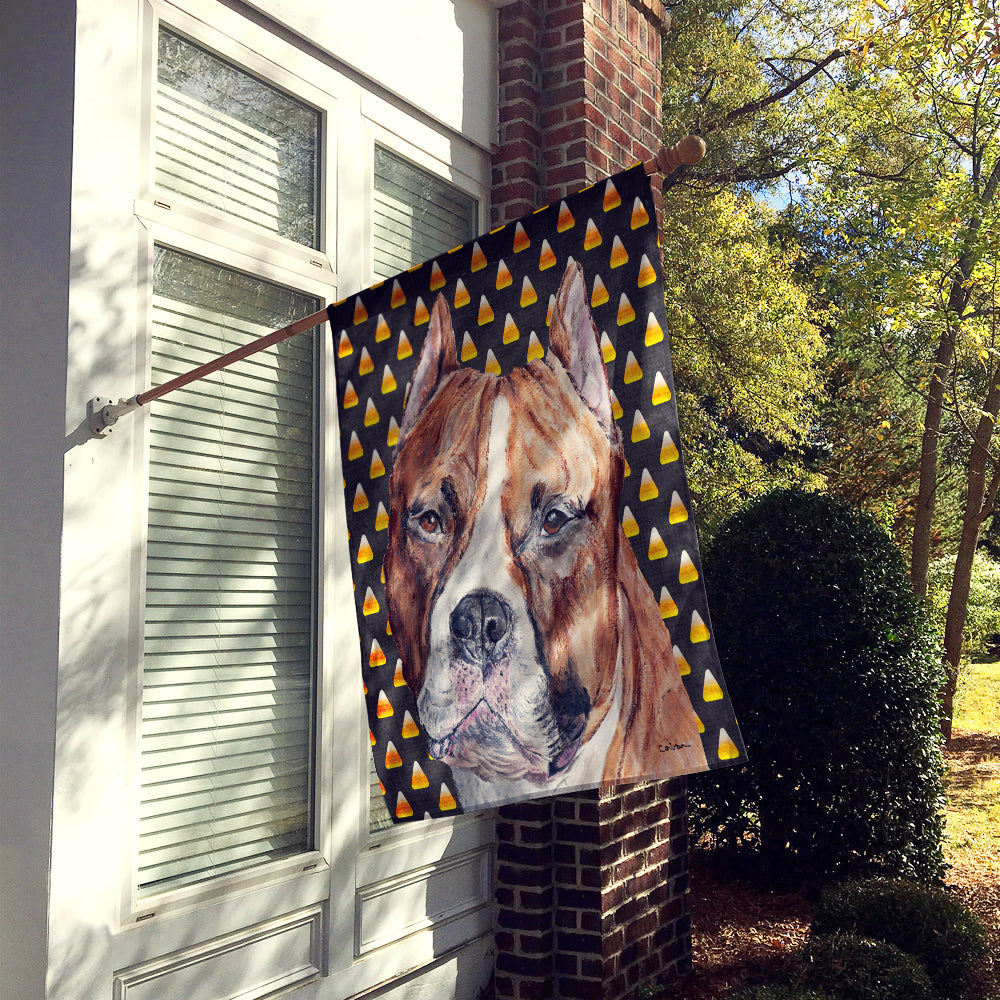 Staffordshire Bull Terrier Staffie Candy Corn Halloween Flag Canvas House Size SC9656CHF  the-store.com.