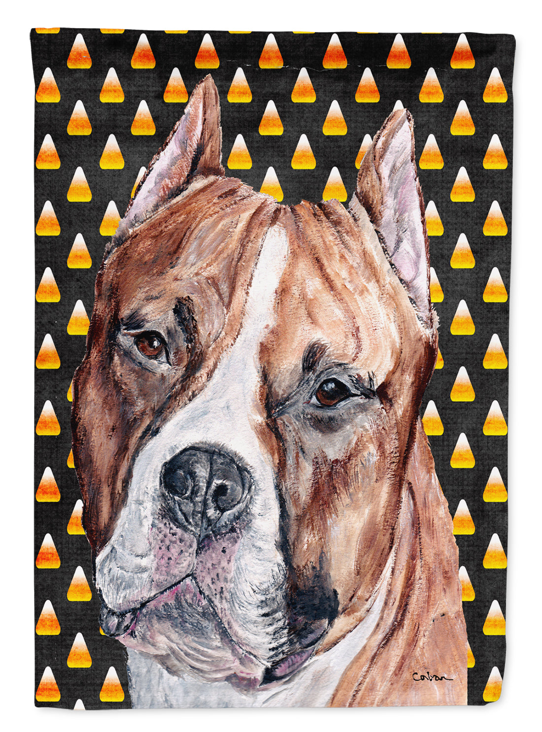 Staffordshire Bull Terrier Staffie Candy Corn Halloween Flag Garden Size SC9656GF  the-store.com.